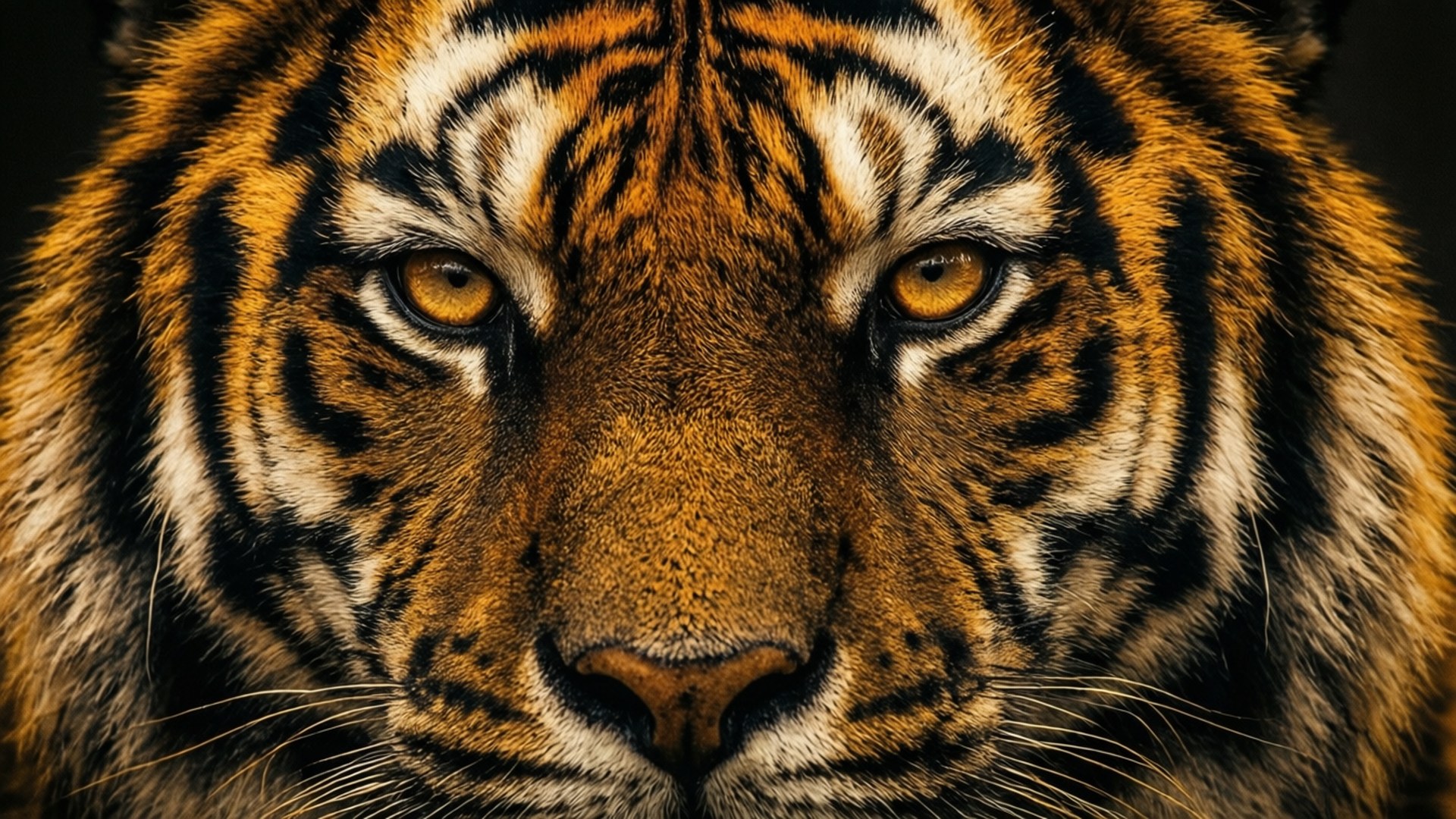 Amber Black Tiger Gaze by Wallpapers.art Studio