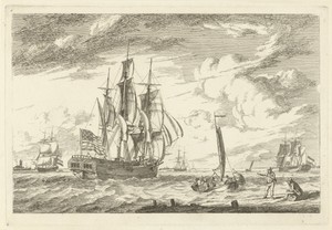 Amerikaanse driemaster en andere schepen