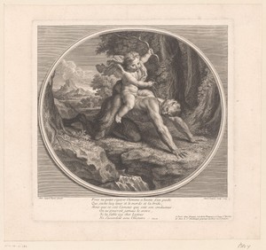 Amor op een sater met teugels