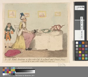 An Old Maid, Treating a Favorite Cat to a Duck and Green Peas