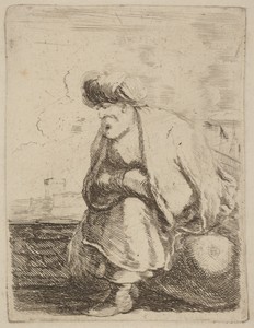 An Old Turk with Turban Seated on a Rock