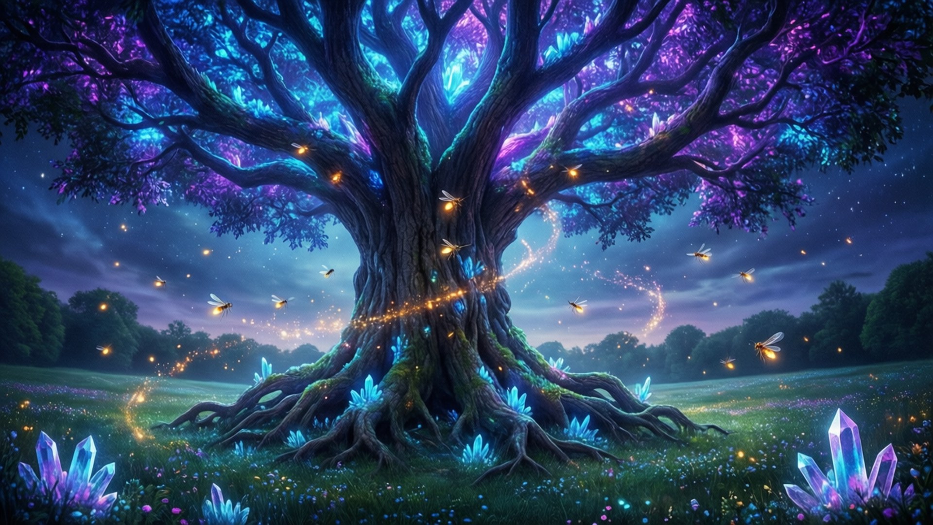 Ancient Glowing Tree by Wallpapers.art Studio