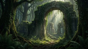 Ancient Stone Arch in Forest