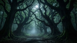 Ancient Trees in Moonlight