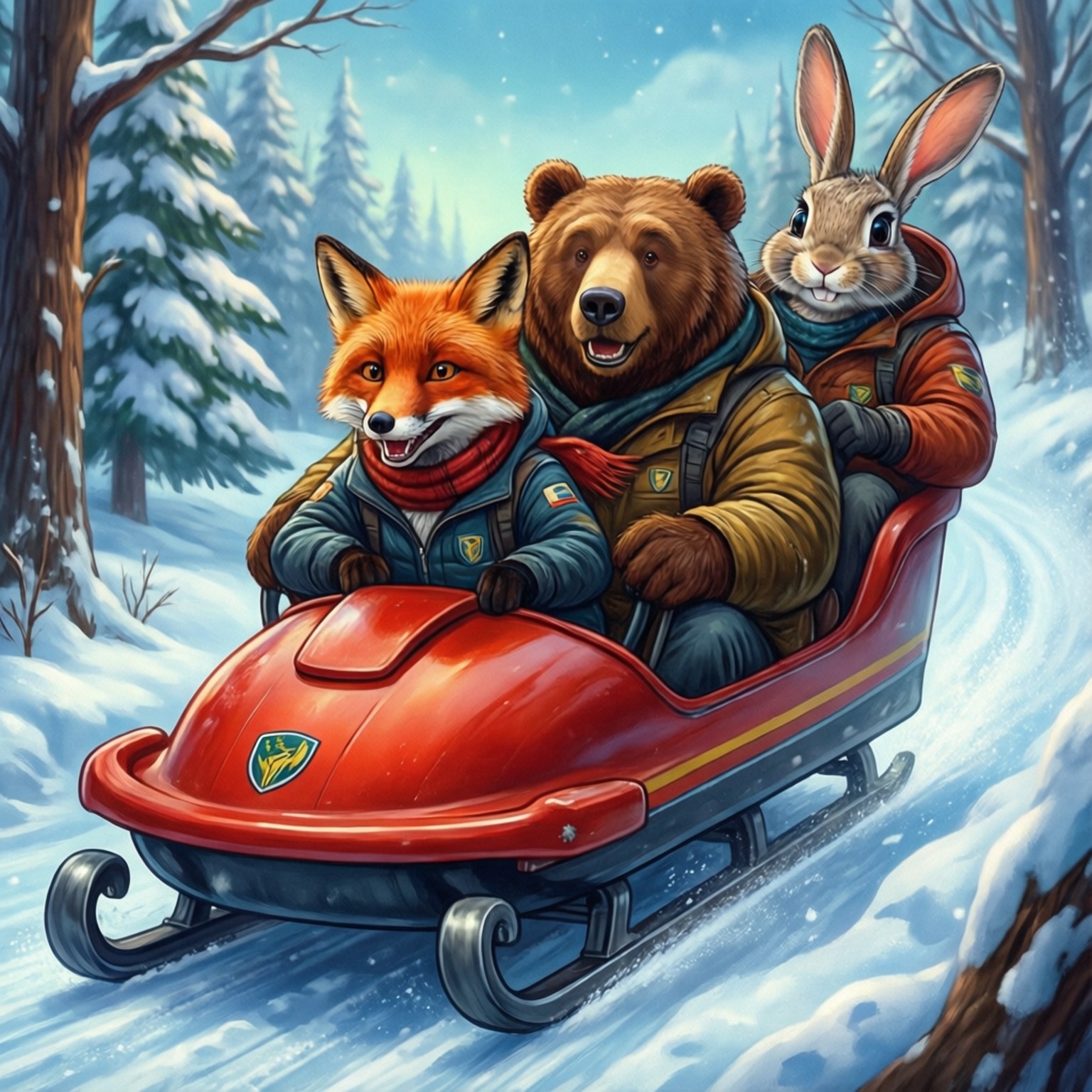 Animal Bobsleigh Fun by Wallpapers.art Studio