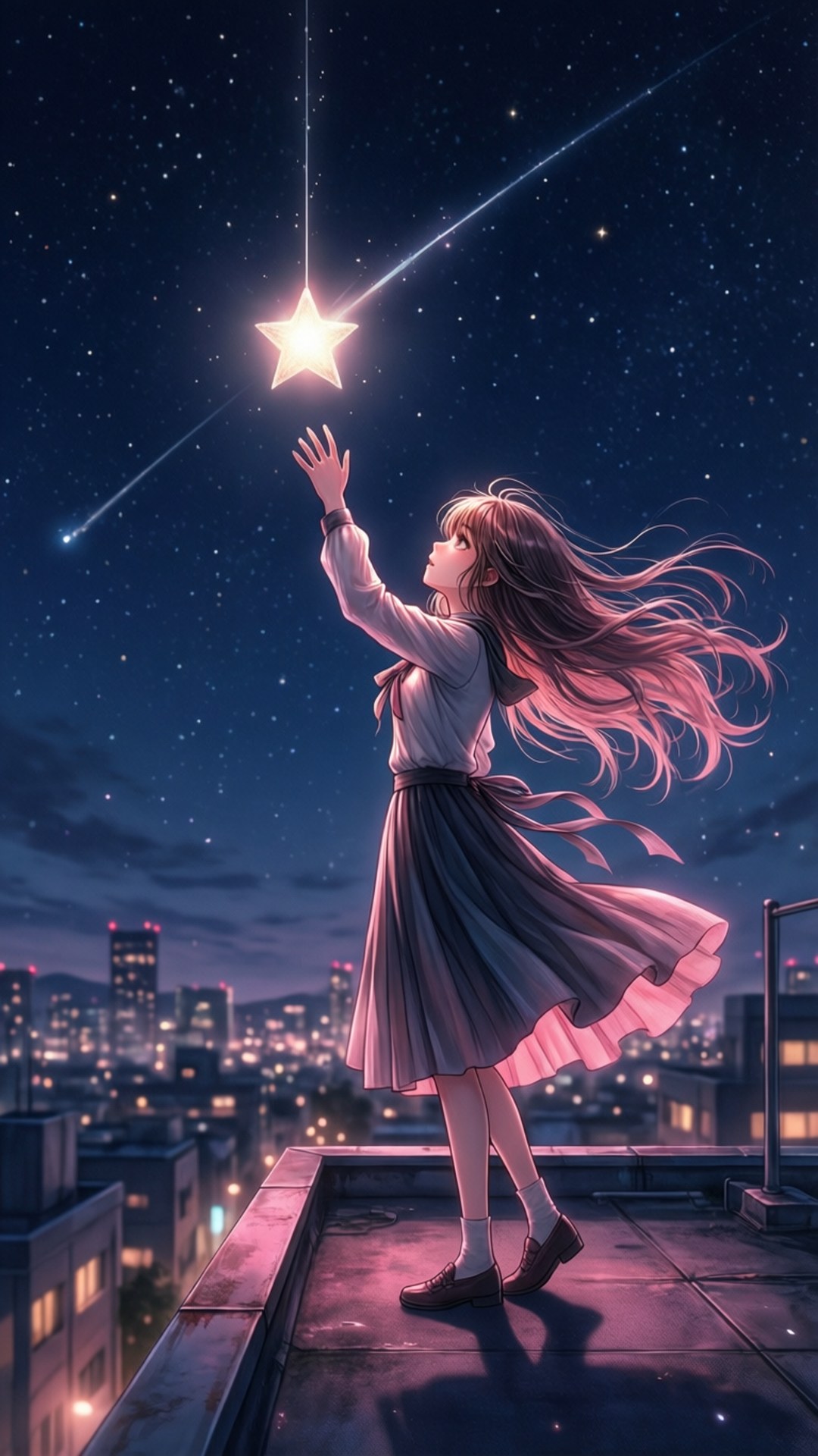 Anime Girl Reaching for Star by Wallpapers.art Studio