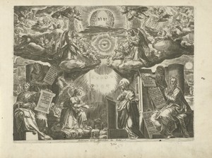 Annunciatie, omgeven door profeten