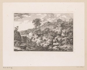 Antieke tempel op een heuvel bij de rivier