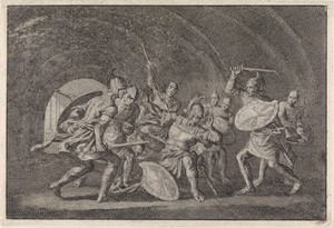 Antigonus, zoon van Hyrkanus, in een gewelf vermoord door de lijfwacht van zijn broer Aristobulus