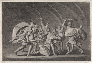 Antigonus, zoon van Hyrkanus, in een gewelf vermoord door de lijfwacht van zijn broer Aristobulus