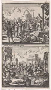 Antiochus Epiphanes probeert een moeder en zeven zonen over te halen om zwijnenvlees te eten / Dood van zeven zonen