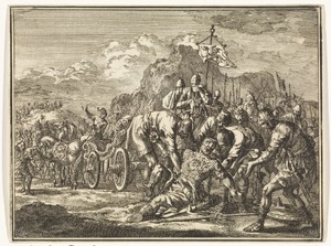 Antiochus Epiphanes valt van zijn strijdwagen