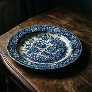 Antique Blue Floral Plate