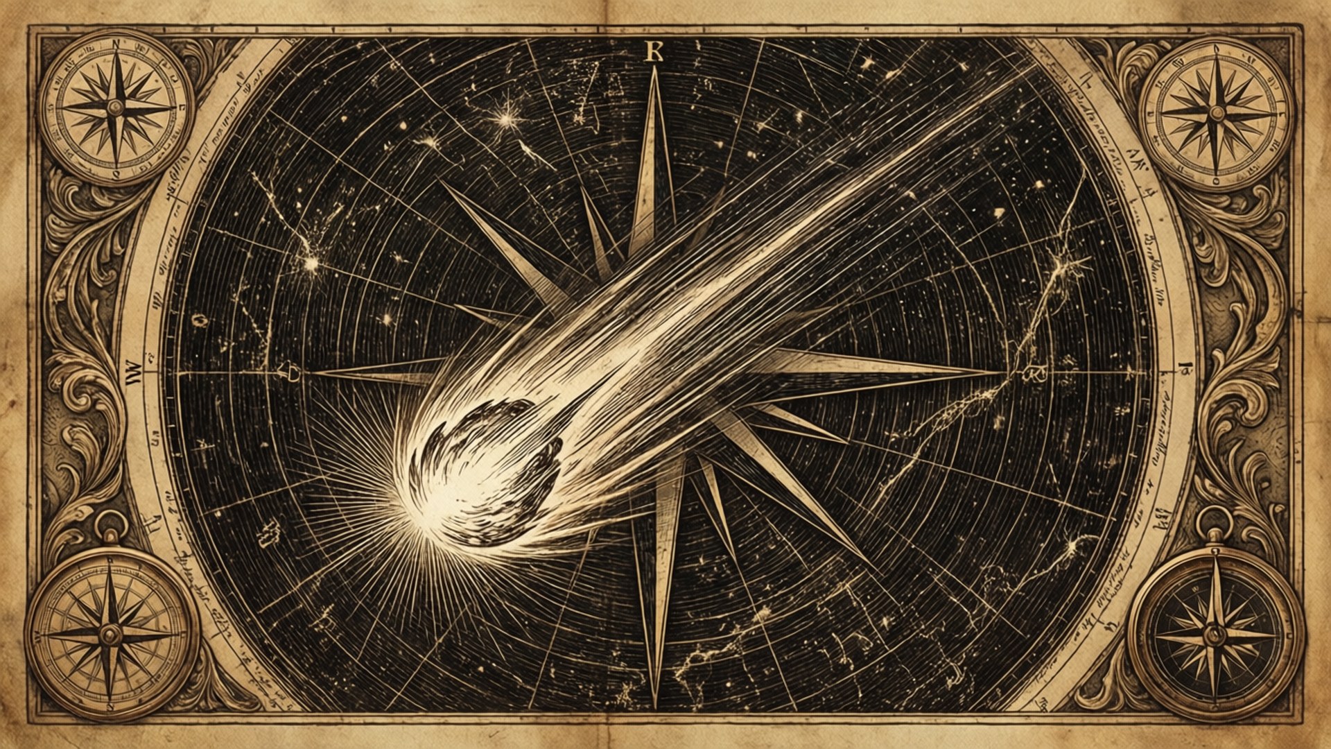 Antique Star Chart Falling Star by Wallpapers.art Studio
