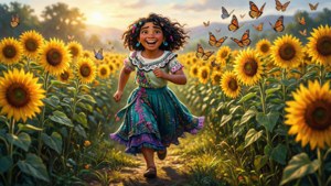Antonio Running in Sunflowers