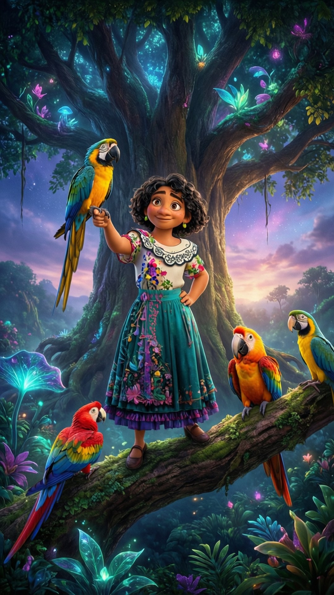 Antonio with Parrots on Tree by Wallpapers.art Studio