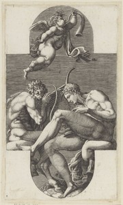 Apollo, Pan en een putto die op een hoorn blaast