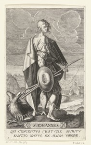 Apostel en evangelist Johannes met vishengel en adelaar
