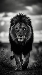 Approaching Lion Silhouette