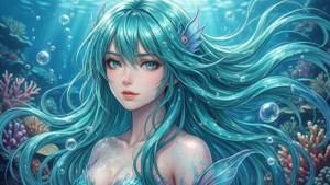 Aqua Hair Mermaid