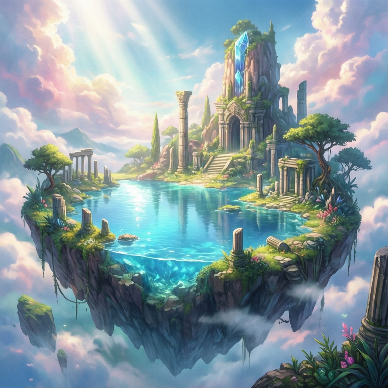 Aquarion Floating Island Serenity by Wallpapers.art Studio