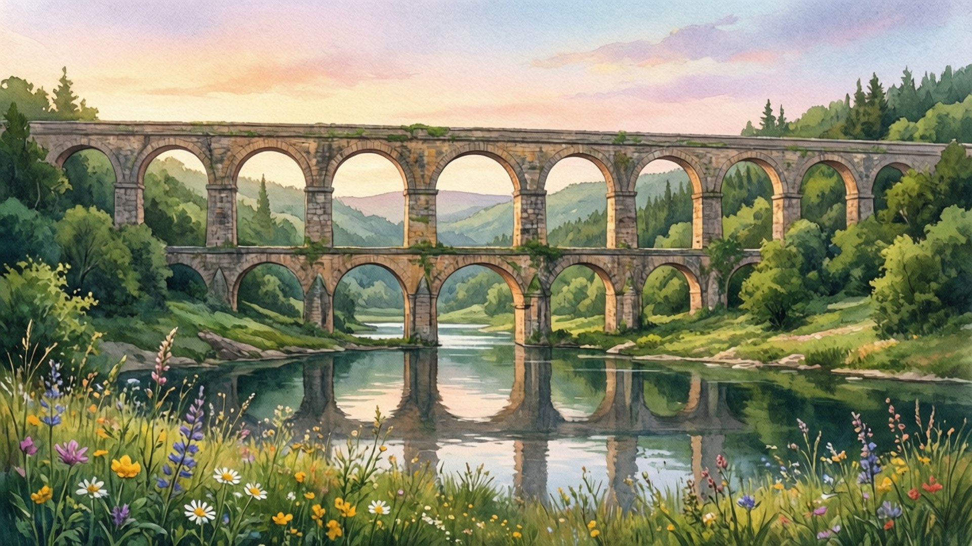 Aqueduct Serenity by Wallpapers.art Studio