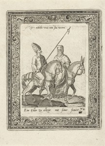 Arabische edelman en zijn vrouw te paard