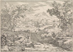 Arcadisch landschap met beekje