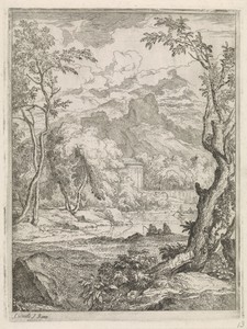 Arcadisch landschap met een meertje