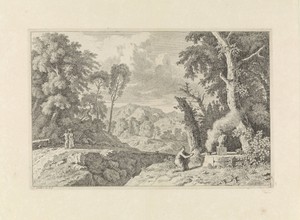 Arcadisch landschap met een offer aan Pan