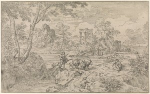 Arcadisch landschap met geitenhoeder