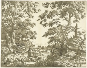 Arcadisch landschap met Janusbeeld