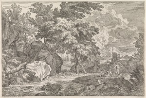 Arcadisch landschap met rivier