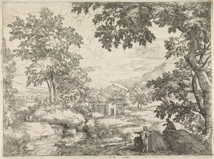 Arcadisch landschap met rivier