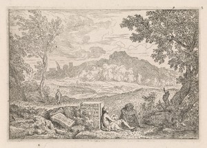 Arcadisch landschap met rustende wandelaars