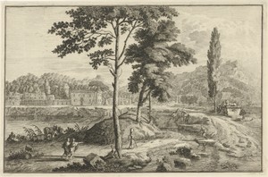 Arcadisch rivierlandschap met sfinx