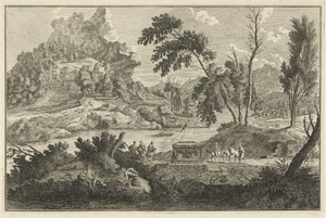 Arcadisch rivierlandschap met twee ezels