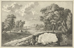 Arcadisch rivierlandschap met vrouw en kind