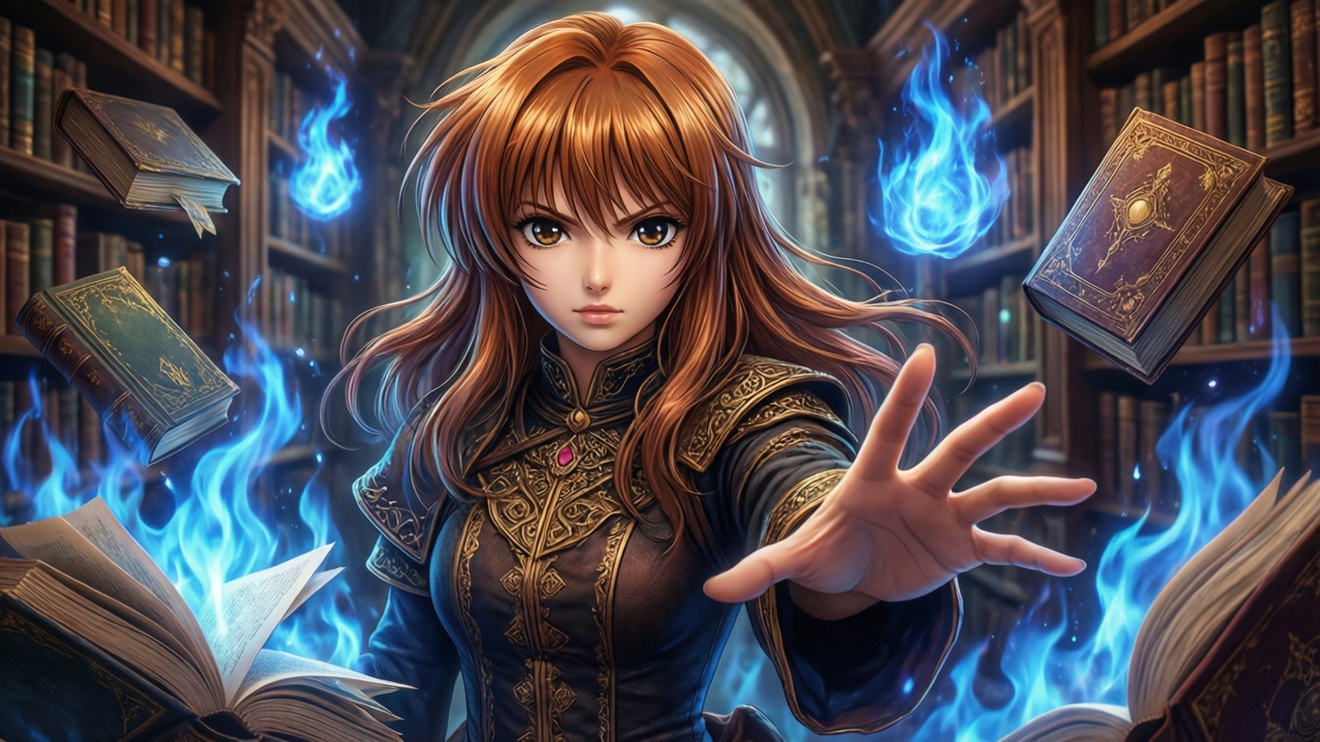 Arcane Library Flames by Wallpapers.art Studio