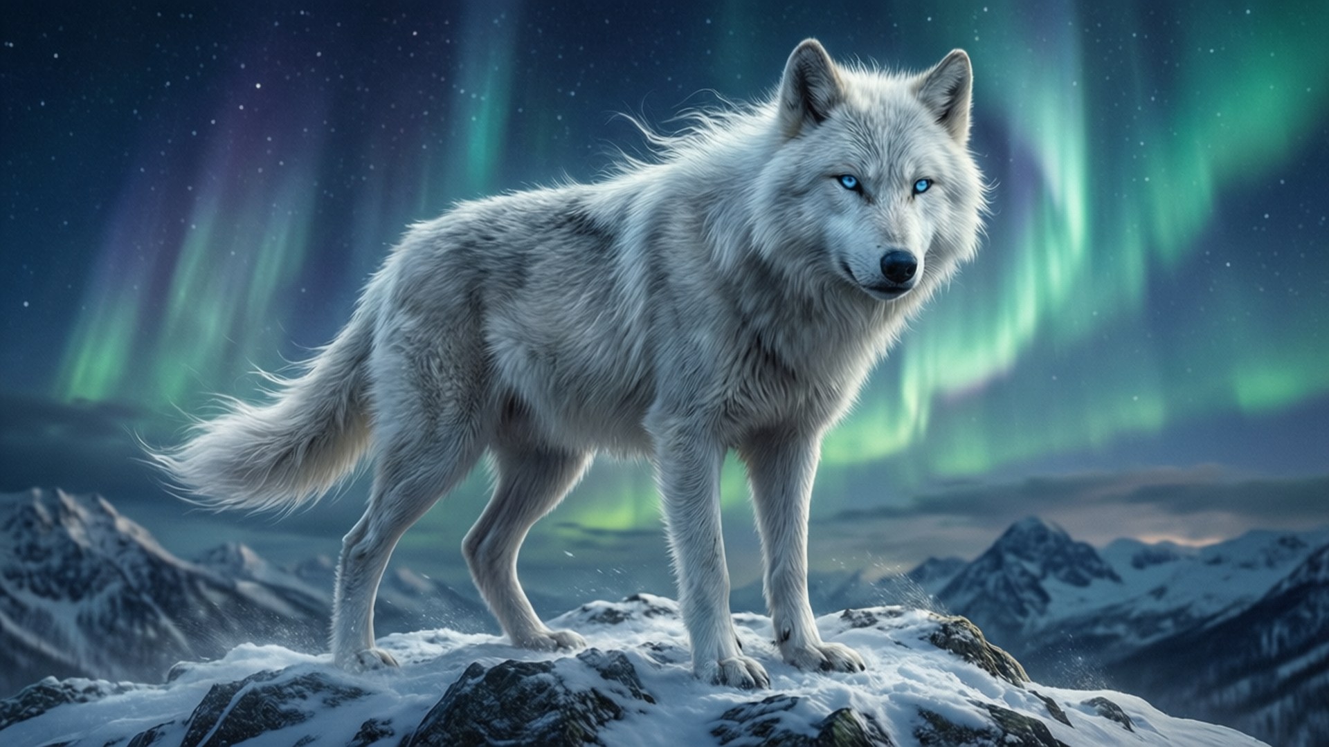 Arctic Wolf Aurora by Wallpapers.art Studio