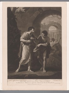 Aristides schrijft zijn naam op de scherf van een ongeletterde inwoner van Athene
