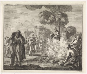 Arnoldus, bisschop van Brix, wordt op de brandstapel verbrand