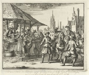 Arrestatie van Hans van der Wege op de Vismarkt te Gent, 1570