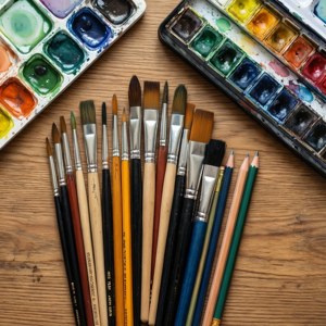 Art Supplies Flat Lay