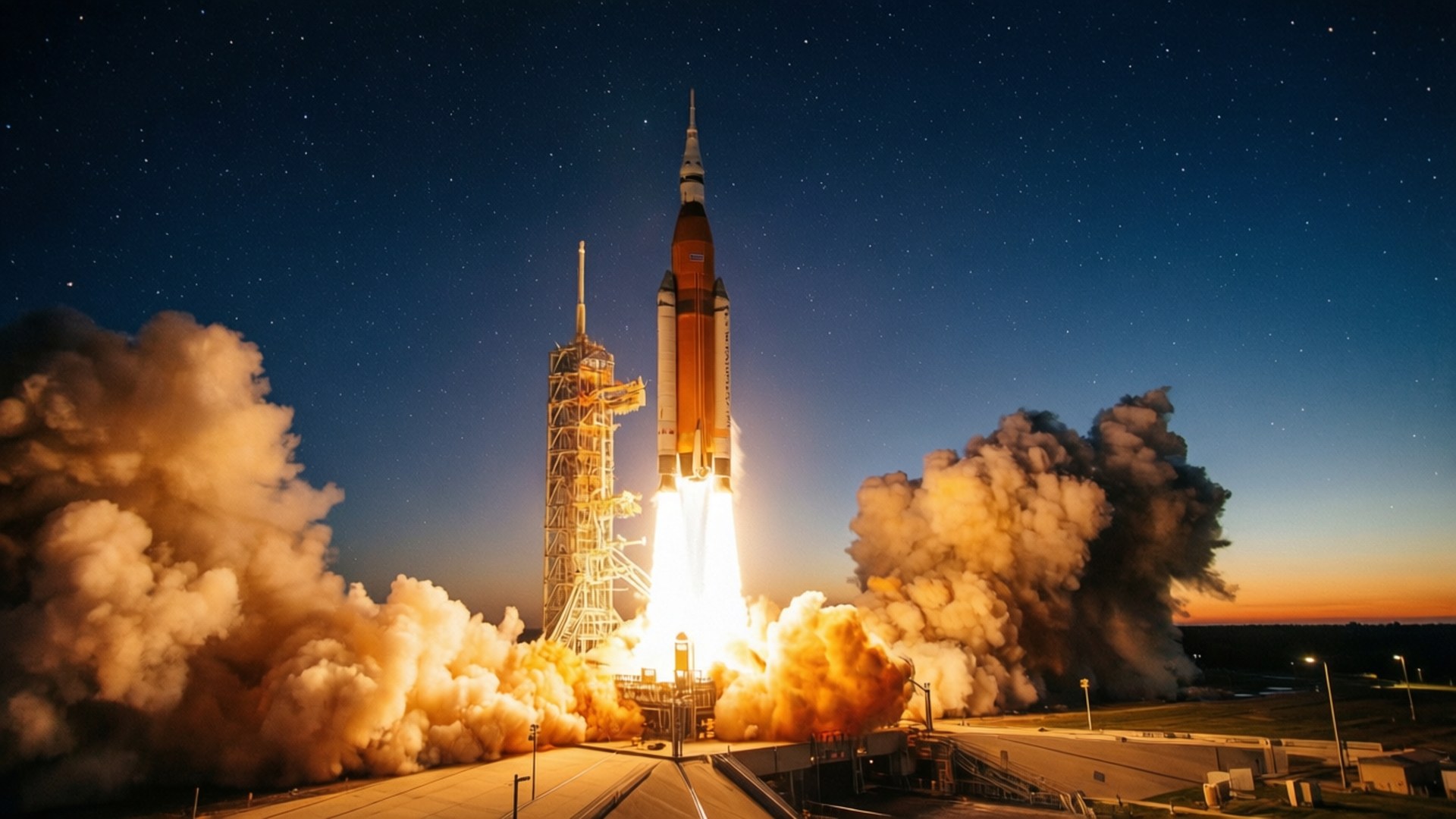 Artemis Rocket Dawn Launch by Wallpapers.art Studio