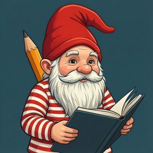 Artistic Gnome with Pencil