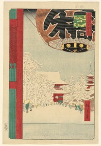 Asakua Temple, No 99 from One Hundred Famous Views of Edo (Asakua Kinryuzan)