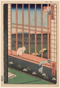 Asakusa Rice Fields and Torinomachi Festival (Asakusa tanbo Torinomachi mode), from the series "One Hundred Famous Views of Edo (Meisho Edo hyakkei)"