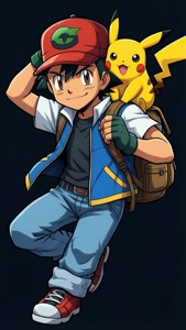Ash and Pikachu Vector