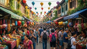 Asian Street Market Bustle